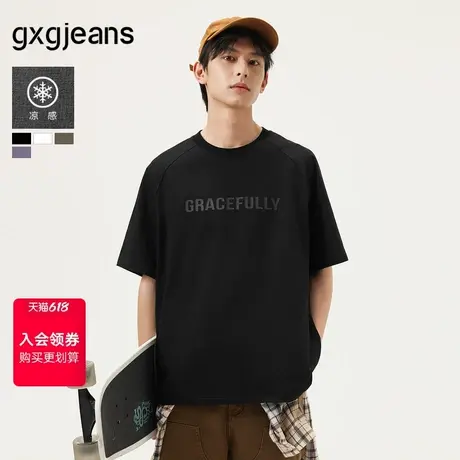 gxg.jeans男装 多色字母印花简约宽松圆领短袖T恤男 25年夏新品商品大图