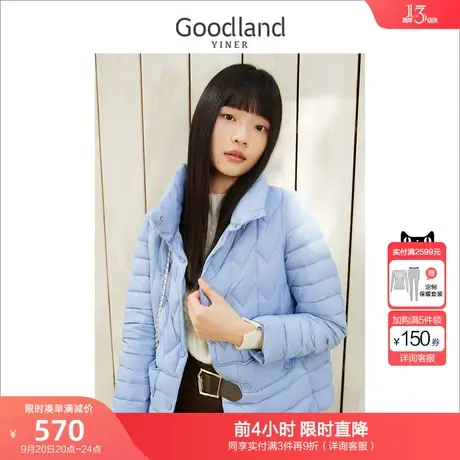 音儿美地女装2022冬新款高端单排扣轻薄短款鹅绒羽绒服高级感商品大图