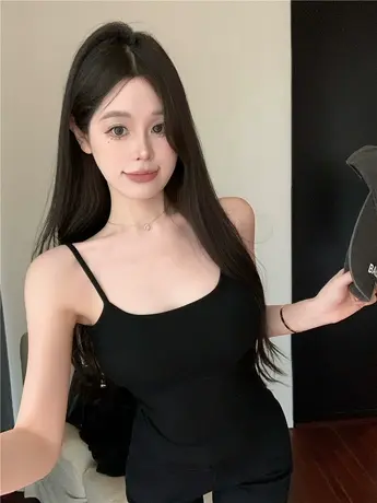 辣妹白色甜辣吊带背心女夏季外穿带胸垫性感抹胸美背内搭无袖上衣图片