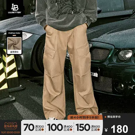 Lilbetter工装裤男水洗长裤潮牌裤子帅气直筒裤百搭美式休闲裤LB图片
