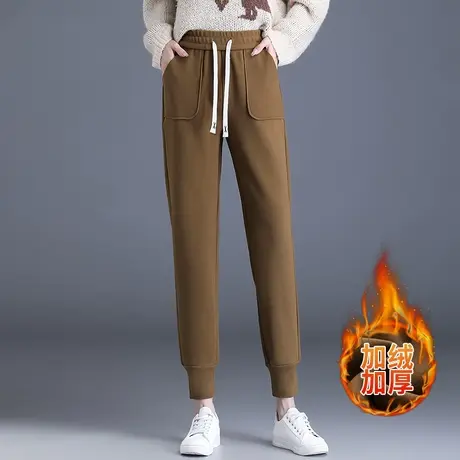 秋冬天防风裤宽松束脚卫裤女加大码中年妈妈加绒加厚休闲哈伦裤子商品大图