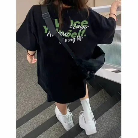 重磅纯棉高街美式潮牌短袖t恤女2025新款宽松慵懒小众设计感上衣商品大图