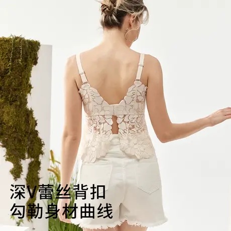 美奈川蕾丝性感蝴蝶美背内衣女聚拢防走光抹胸式免穿文胸吊带背心商品大图