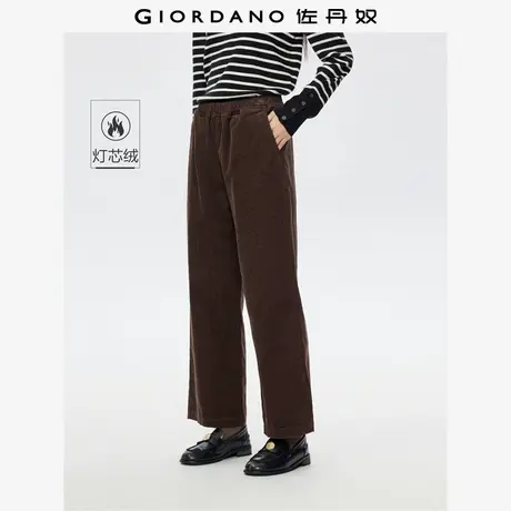 佐丹奴裤子女装纯棉灯芯绒松紧腰梭织阔腿休闲长裤 13415773商品大图