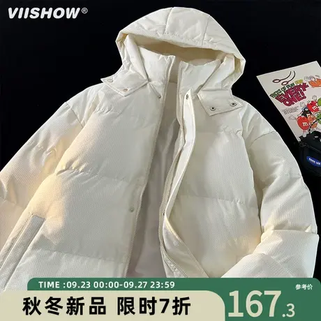 VIISHOW潮牌街头简约加厚面包服外套冬季宽松百搭保暖连帽棉服男商品大图