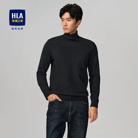 HLA/海澜之家休闲长袖针织衫2025秋冬新款高领套头修身毛衣男图片