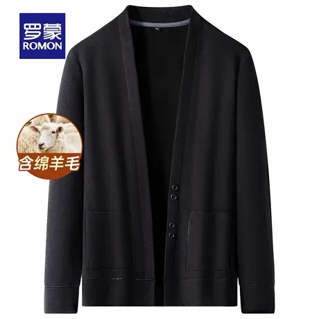 【含绵羊毛】罗蒙男士潮流百搭针织衫2025冬季新款时尚保暖开衫男商品大图