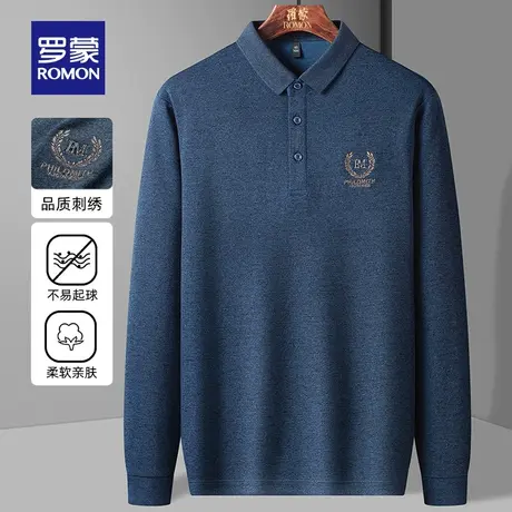 【官方正品】罗蒙刺绣长袖T恤男2023春季新款宽松休闲翻领POLO衫图片