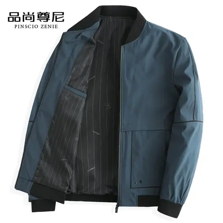 男士爸爸装春季外套设计感几何图案棒球服休闲夹克中老年春秋薄款商品大图