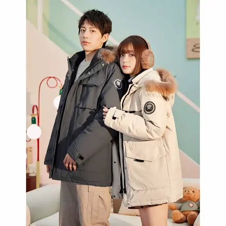 唐狮冬新款情侣羽绒服一手长加厚外套青少年潮流派克服保暖NZTD商品大图