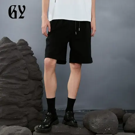 雅戈尔奥莱 GY男装夏棉感斜纹面料裤脚宽卷边设计男士休闲短裤商品大图