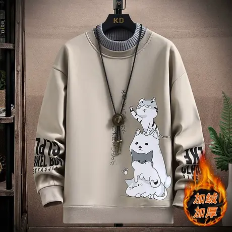 秋冬季卫衣帅气加绒卫衣男孩12岁15青少年学生13大童半高领上衣潮商品大图