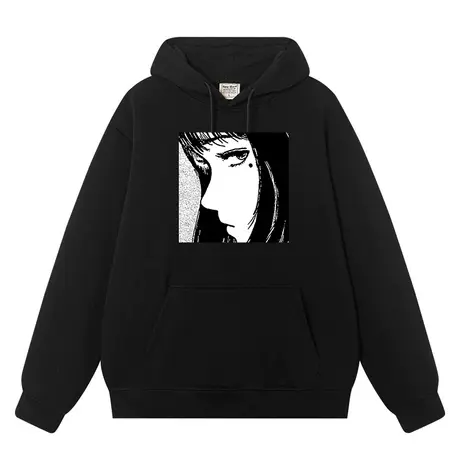 秀洛川上富江衣服卡通漫画伊藤润二加绒连帽卫衣男女恐怖漫画男装图片