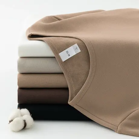 长袖t恤男潮流秋冬季加绒加厚纯色内搭打底衫保暖小衫圆领秋衣服商品大图