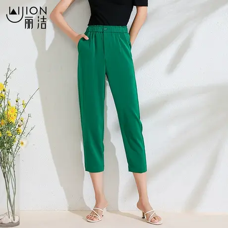 丽洁女裤七分裤女夏季薄款哈伦裤休闲新款黑色高腰显瘦小脚空气裤商品大图