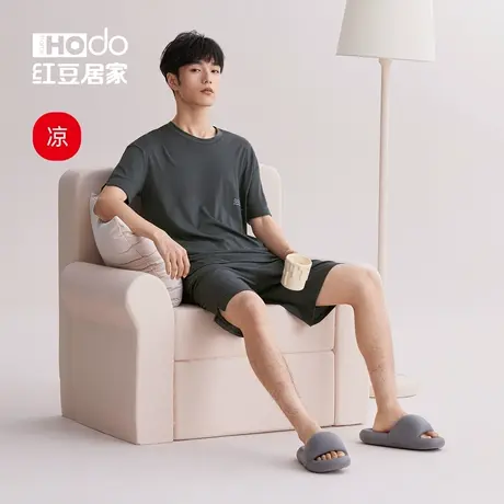 红豆居家【凉感】男士莫代尔睡衣棉短袖短裤套装夏季宽松家居服潮商品大图