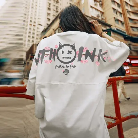 Nuthink欧美潮流小恶魔短袖T恤男oversize宽松大码国潮半截袖夏季商品大图