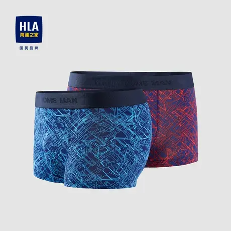 HLA/海澜之家不规则图案针织平角短裤时尚大方内裤男图片
