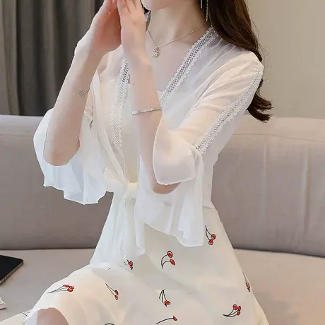短款雪纺蕾丝防晒开衫夏季配裙子时尚洋气高档外搭罩衫披肩上衣女图片