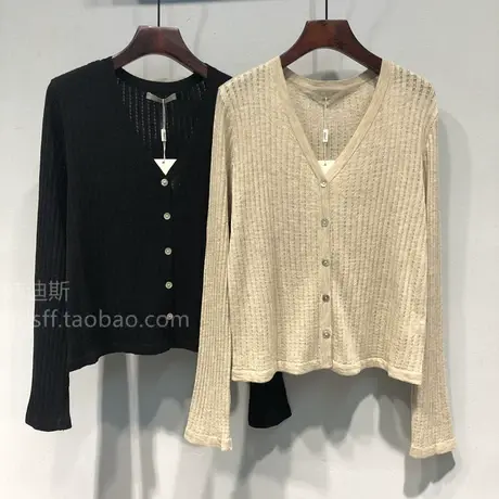 2023秋装 韩国ulzzang新款纯色V领单排扣宽松百搭短款针织开衫女商品大图