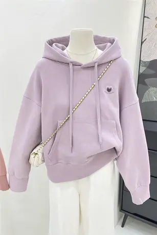 爱心抽绳连帽卫衣女秋装2023年新款宽松设计感小众时尚外套上衣商品大图