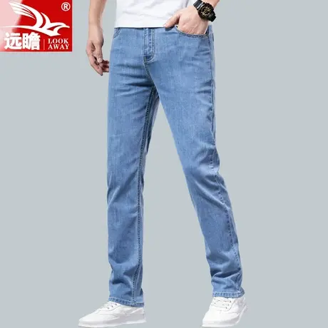 男士春季浅色牛仔裤男宽松直筒男裤2022新款弹力夏季修身裤子男款商品大图