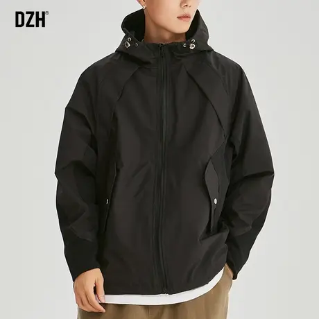 男士黑色冲锋衣男秋季潮牌登山服外套男款2023新款连帽工装夹克男商品大图