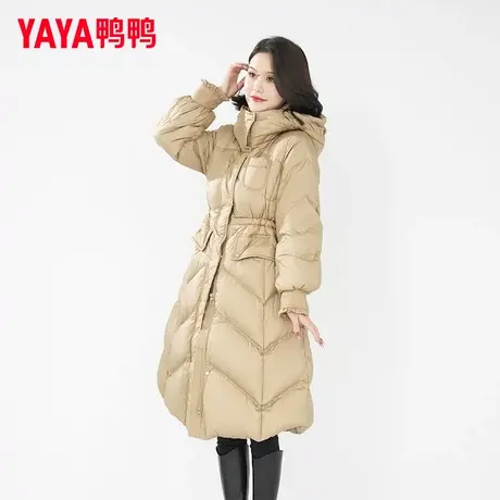 【鸭鸭甄选】鸭鸭羽绒服女长款2023年新款连帽加厚收腰保暖外套图片