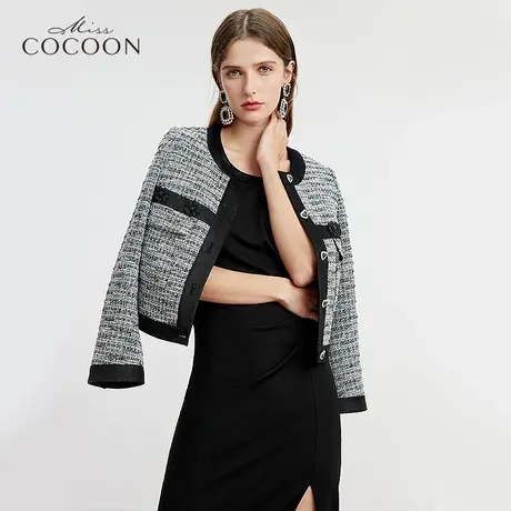 missCOCOON小香风外套2023新款春季小众短款法式上衣复古宽松女装商品大图