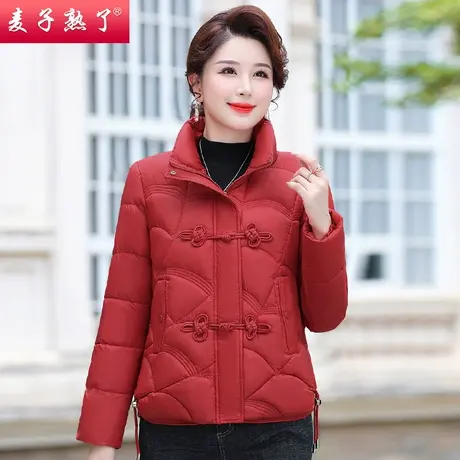 2023冬季新款妈妈装夹棉加厚保暖棉衣中老年人女装羽绒服图片
