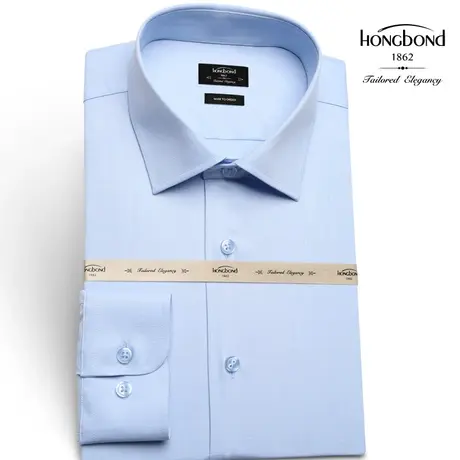 Hongbond/红邦创衣免烫衬衫男长袖抗皱修身小方领衬衫男韩版潮流图片