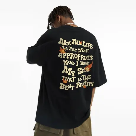 西海岸高街潮流字母国潮美式t恤短袖男夏季潮牌大码半袖男款体恤图片