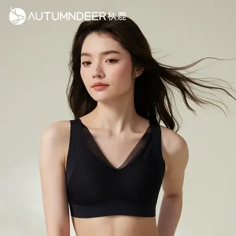 秋鹿文胸内衣女美背无痕大胸显小收副乳防下垂聚拢背心式抹胸胸罩图片