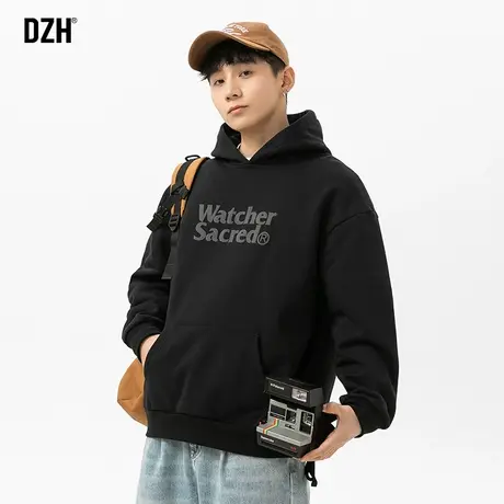 青少年美式重磅卫衣男连帽春秋痞帅高级感2024新款黑色打底衫衣服商品大图