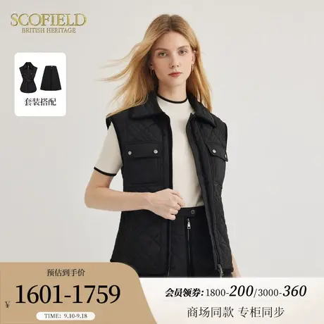Scofield女装格纹绗缝棉衣马甲加厚保暖棉服外套2023秋冬季新款商品大图