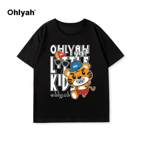 Ohlyah老虎印花2023年夏新款短袖T恤女宽松潮牌韩版学生嘻哈上衣商品大图