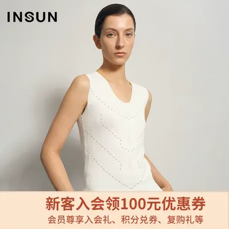 恩裳商场同款夏季新款舒适亲肤打底衫珠子点缀视觉感毛针织衫商品大图