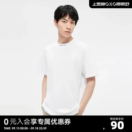 GXG奥莱 23年夏新品多色休闲基础百搭刺绣男短袖T恤情侣图片