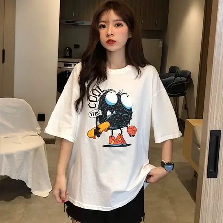 短袖t恤女2021早春新款宽松韩版半袖设计感小众ins原宿风上衣服潮商品大图
