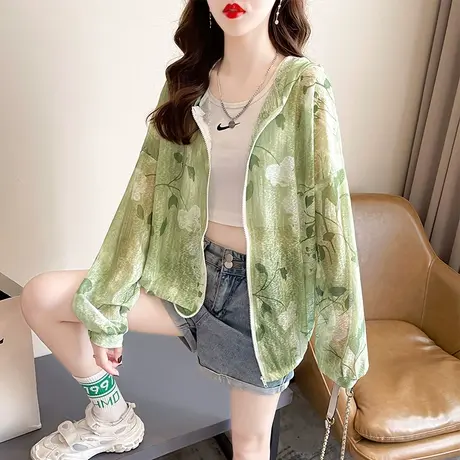 冰丝凉感透气防晒衣女夏季韩版大码薄款女式速干防晒服外套空调衫商品大图