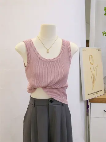 针织吊带背心女西装内搭打底衫2023春夏新款修身显瘦无袖外穿上衣图片