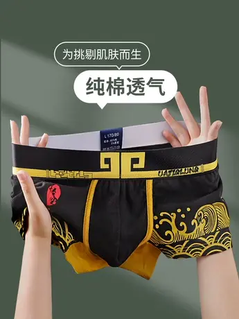 纯棉潮流男士内裤男款男生四角裤新款男式运动全棉平角裤衩短裤头商品大图