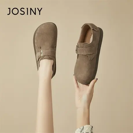 Josiny/卓诗尼一脚蹬平底博肯鞋女款2024春季经典复古单鞋小皮鞋商品大图
