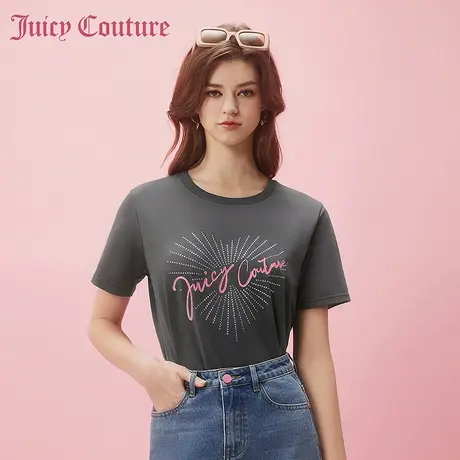 Juicy Couture橘滋2024新款情有独钟图案烫钻印花女式T恤商品大图