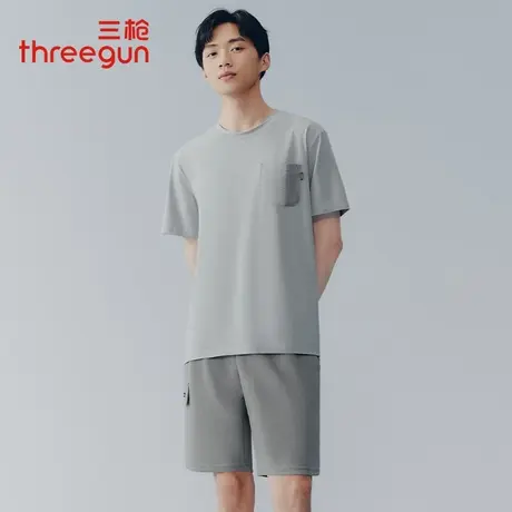 三枪男睡衣套装夏季凉感冰泉棉短袖短裤可外穿家居服简约有口袋图片