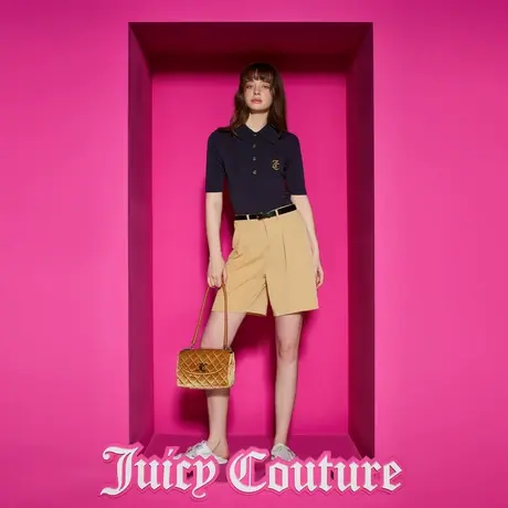Juicy Couture橘滋2023新款简约格调绣花翻领女针织衫图片