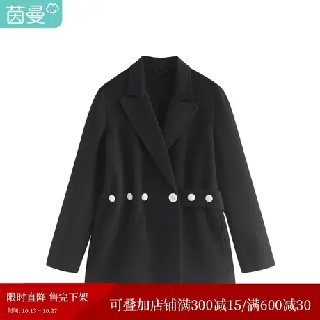 【商场同款】茵曼气质女2023春季通勤百搭休闲绵羊毛混纺毛呢外套图片