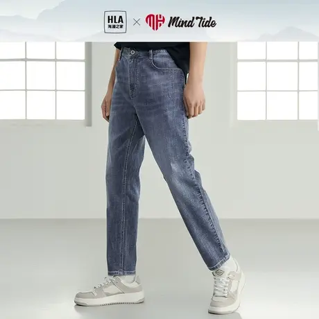 HLA/海澜之家中国心系列小脚男士牛仔裤2023春夏宽松弹力九分裤男商品大图