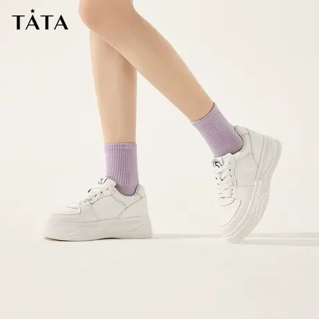 【好物体验专享】Tata他她厚底小白鞋女休闲板鞋2024春WH701AM4商品大图