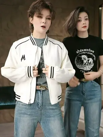 2023春季新款复古字母棒球服外套时尚百搭ins韩版休闲夹克上衣潮商品大图